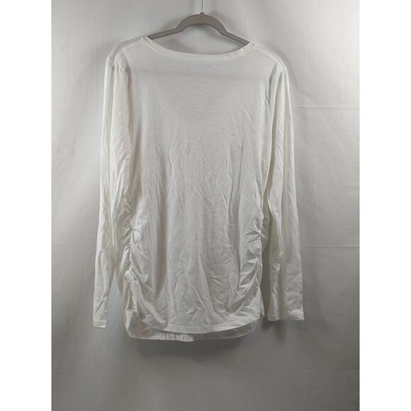 Ingrid & Isabel White Top Maternity Long Sleeve VNeck Shirred Solid TShirt Large - Picture 2 of 8